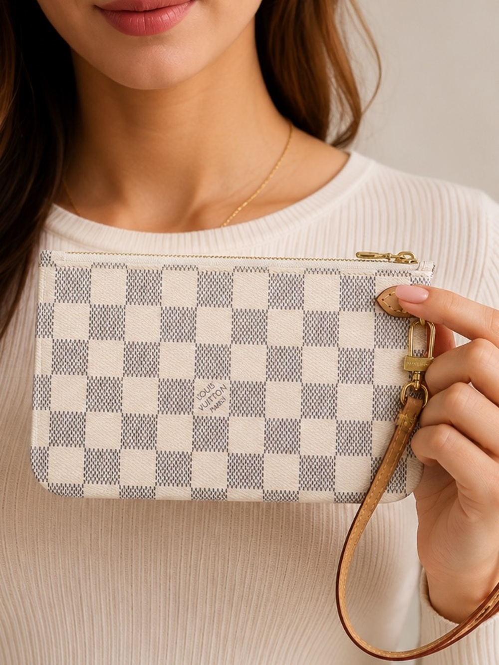 Louis Vuitton Damier Azur Check Wristlet PM